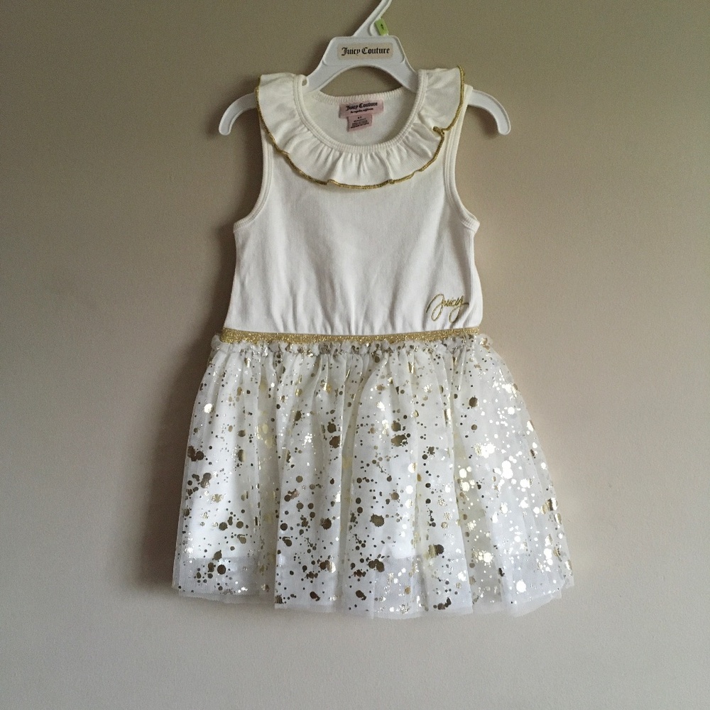 Juicy Couture Girls Knit/Gold Tulle Dress size 4T.